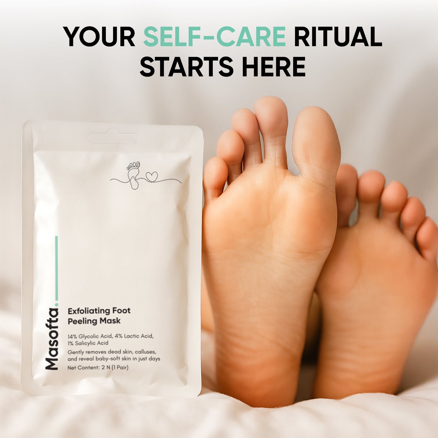 Masofta Exfoliating Foot Peel Mask – Removes Dead Skin & Calluses for Soft Feet