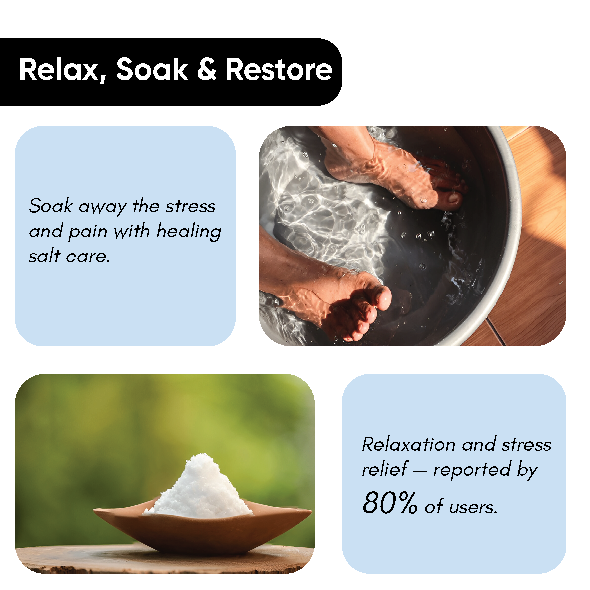 Masofta Epsom Salt for Foot Pain, Body Pain, Stress & Sleep Issues - 900 Gms