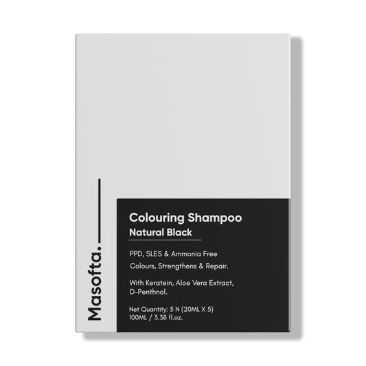 Masofta PPD Free Hair Colouring Shampoo for Grey Hair Coverage, For Both Men & Women, Natural Black (20ML X 5 Pouches)