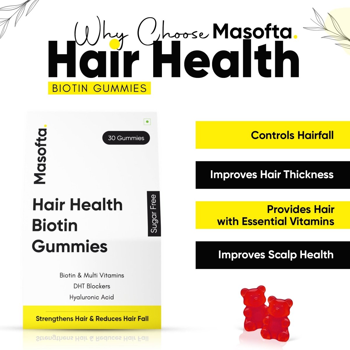 Masofta Hair Health Biotin Gummies - Masofta