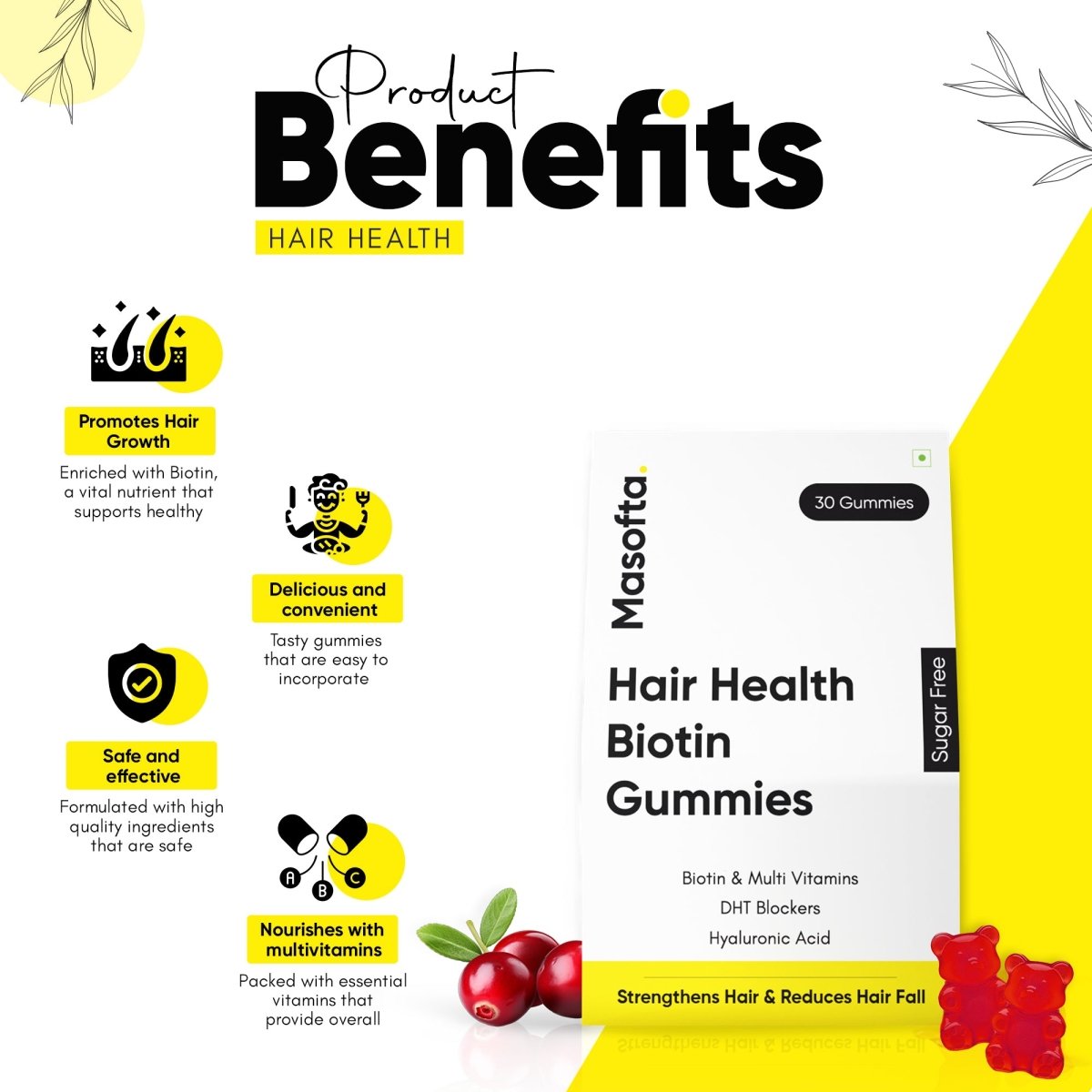 Masofta Hair Health Biotin Gummies Benefits